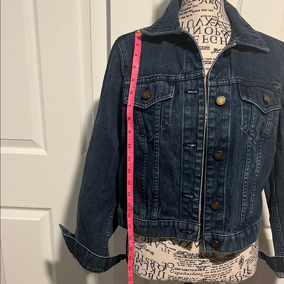 MICHAEL Michael Kors Blue Jean Jacket Cropped Fitted - Picture 2 of 4